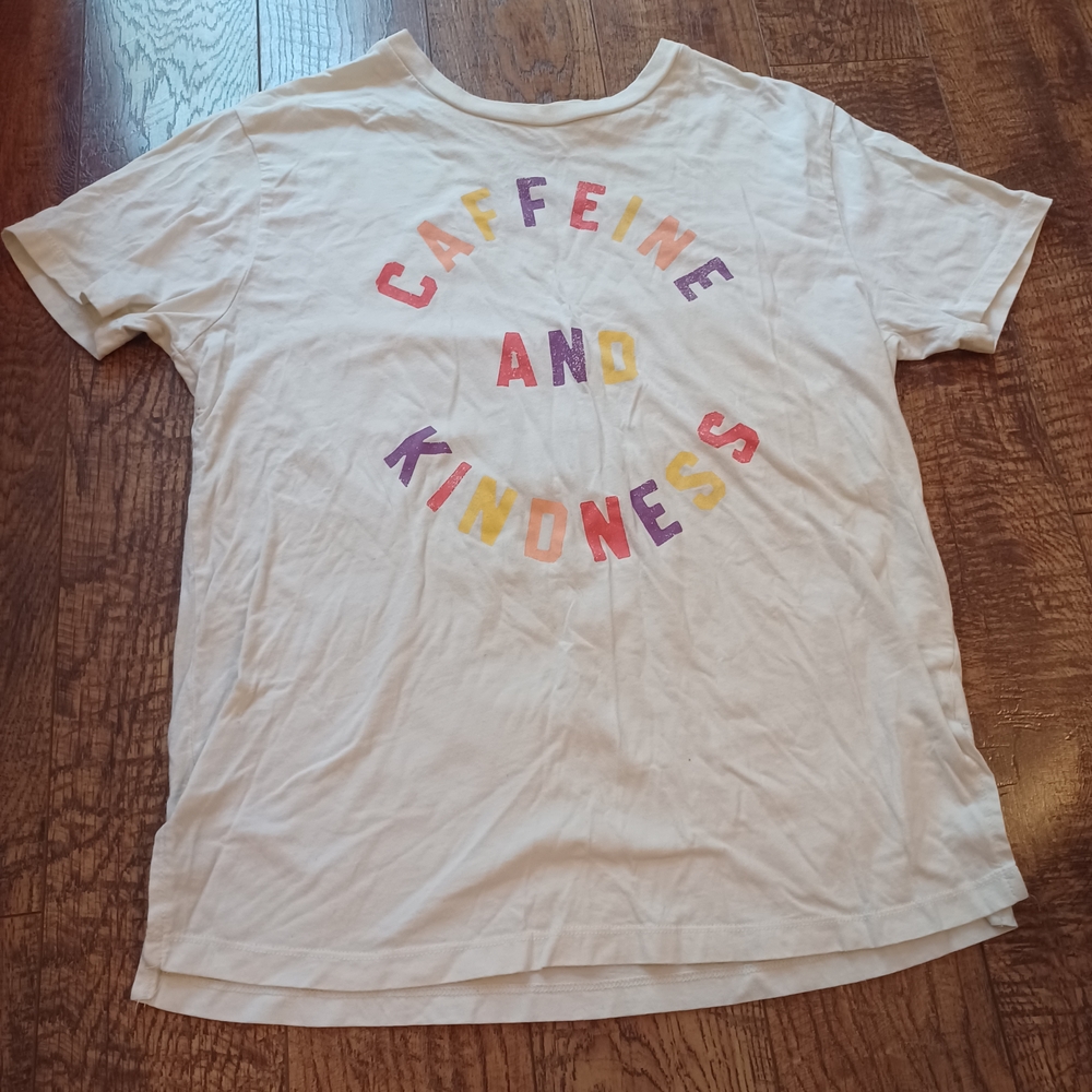 Mighty Fine Caffeine And Kisses Short Sleeve Tee Off White